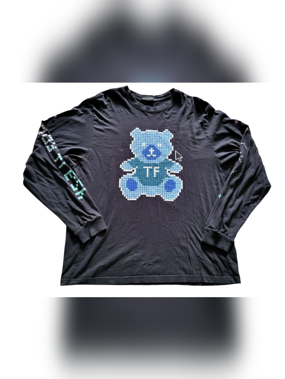 Teddy Fresh MEN'S Pixel Teddy Long Sleeve T-Shirt - Black - Size XL- Rare